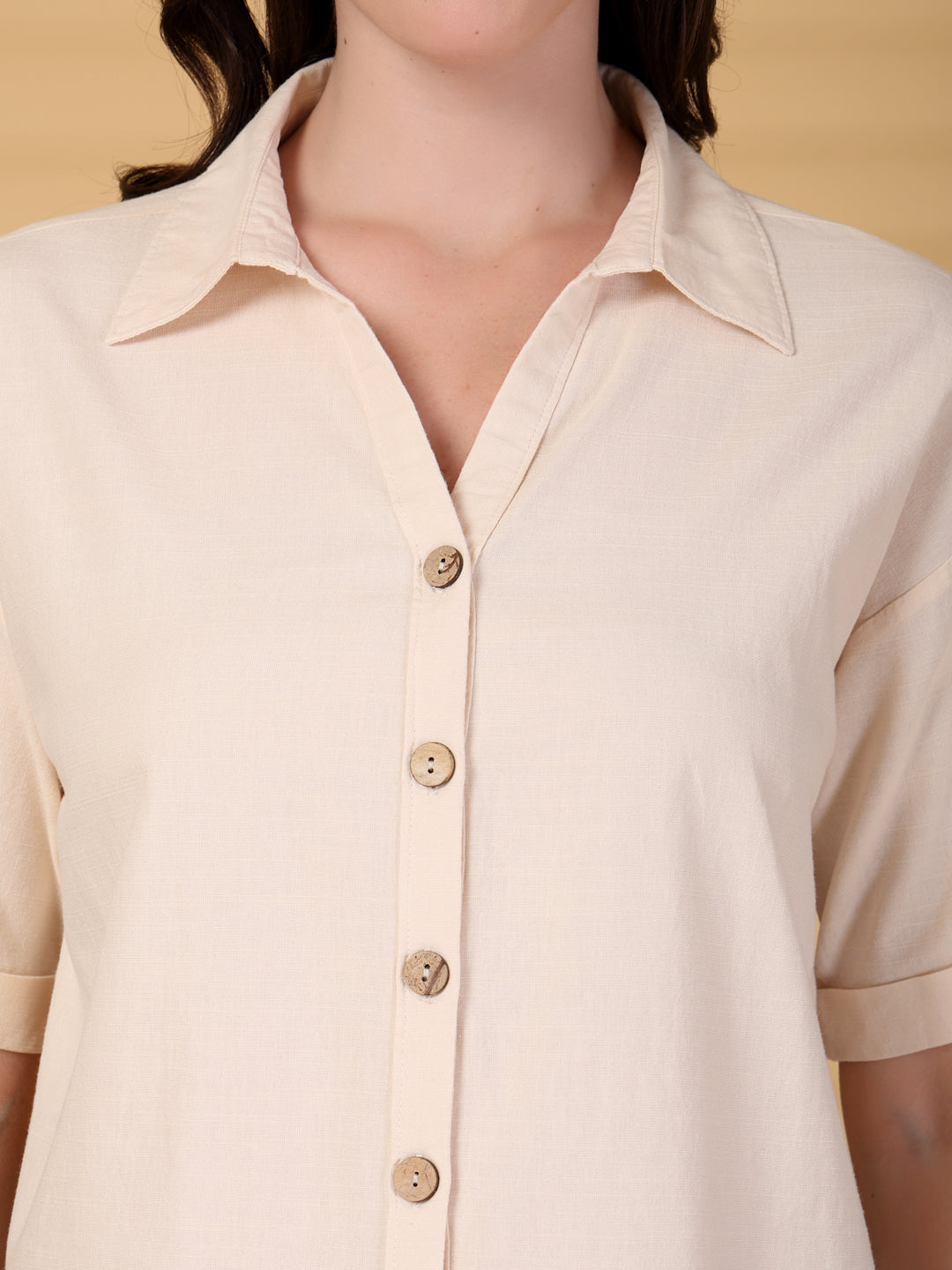 Gipsy Natural Plain Cotton Shirt