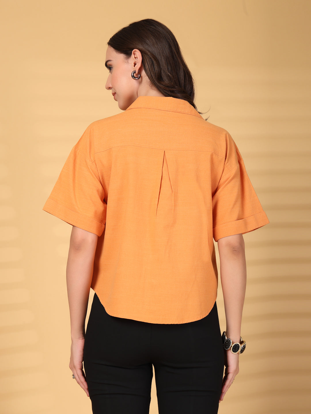 Gipsy Orange Plain Cotton Shirt