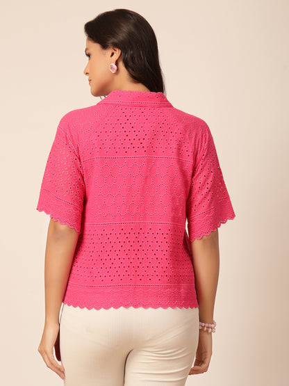 Gipsy Fuchsia Embroidery Cotton Shirt