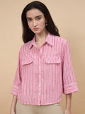 Gipsy Pink Stripe Poly Viscose Shirt