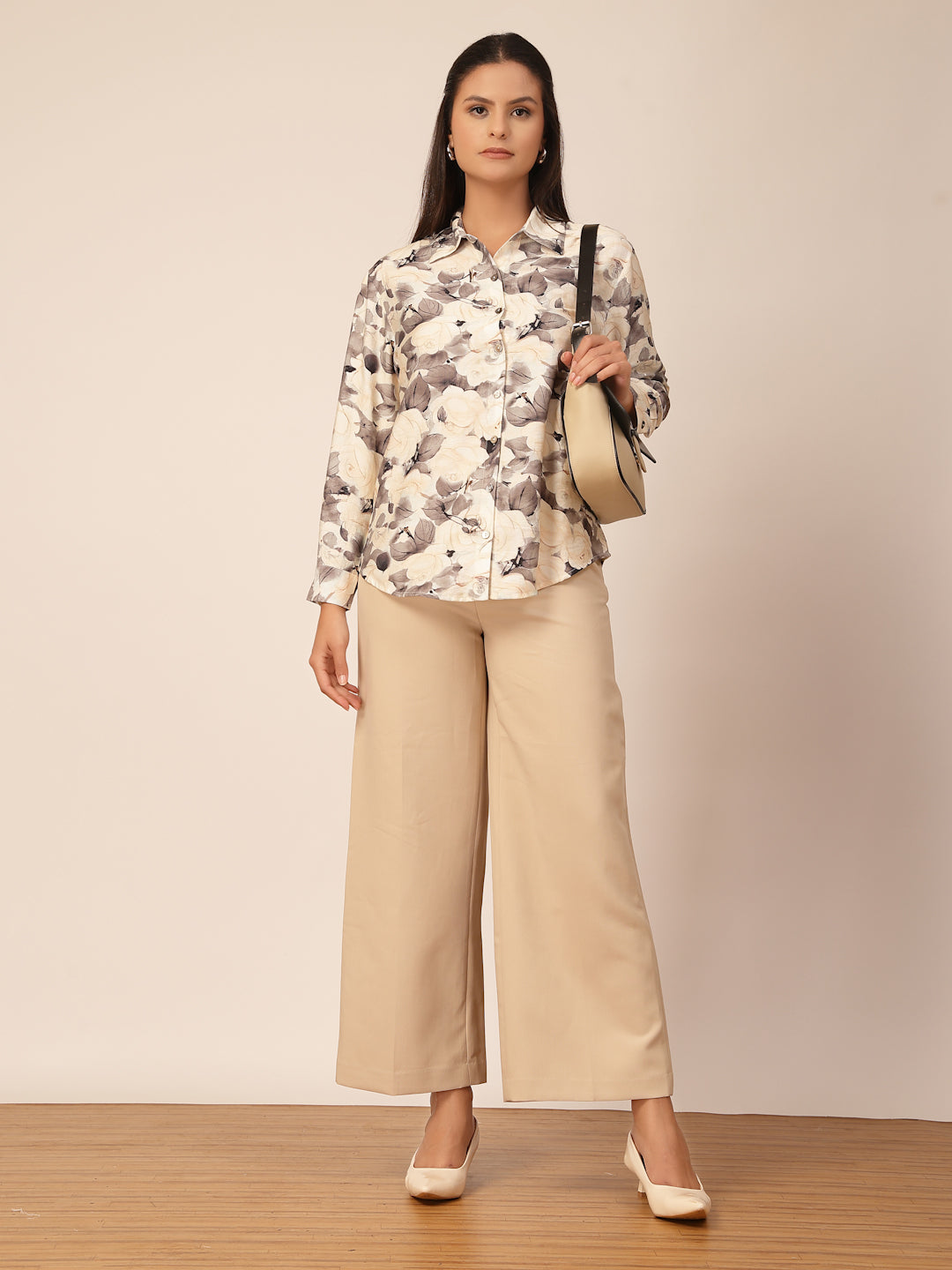 Gipsy Black & White Floral Viscose Shirt