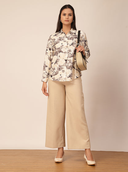Gipsy Black & White Floral Viscose Shirt