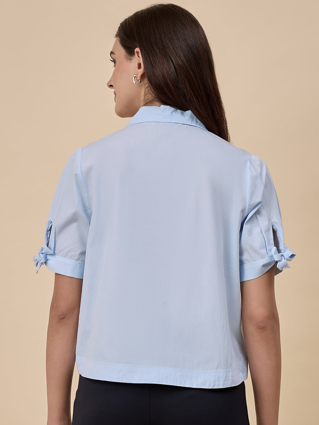 Light Blue Solid Linen Viscose Shirt
