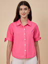 Pink Solid Linen Viscose Shirt