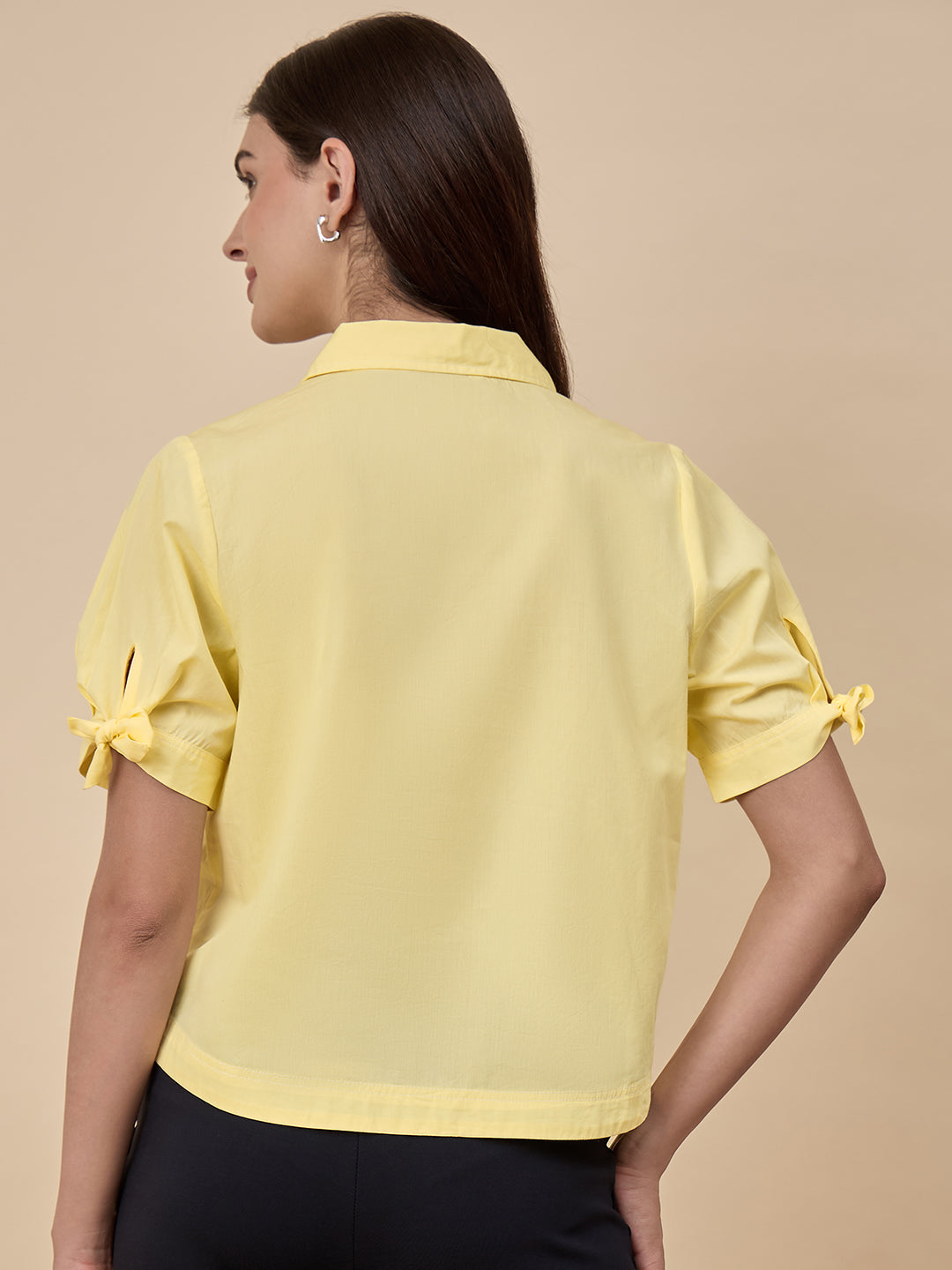Yellow Solid Linen Viscose Shirt