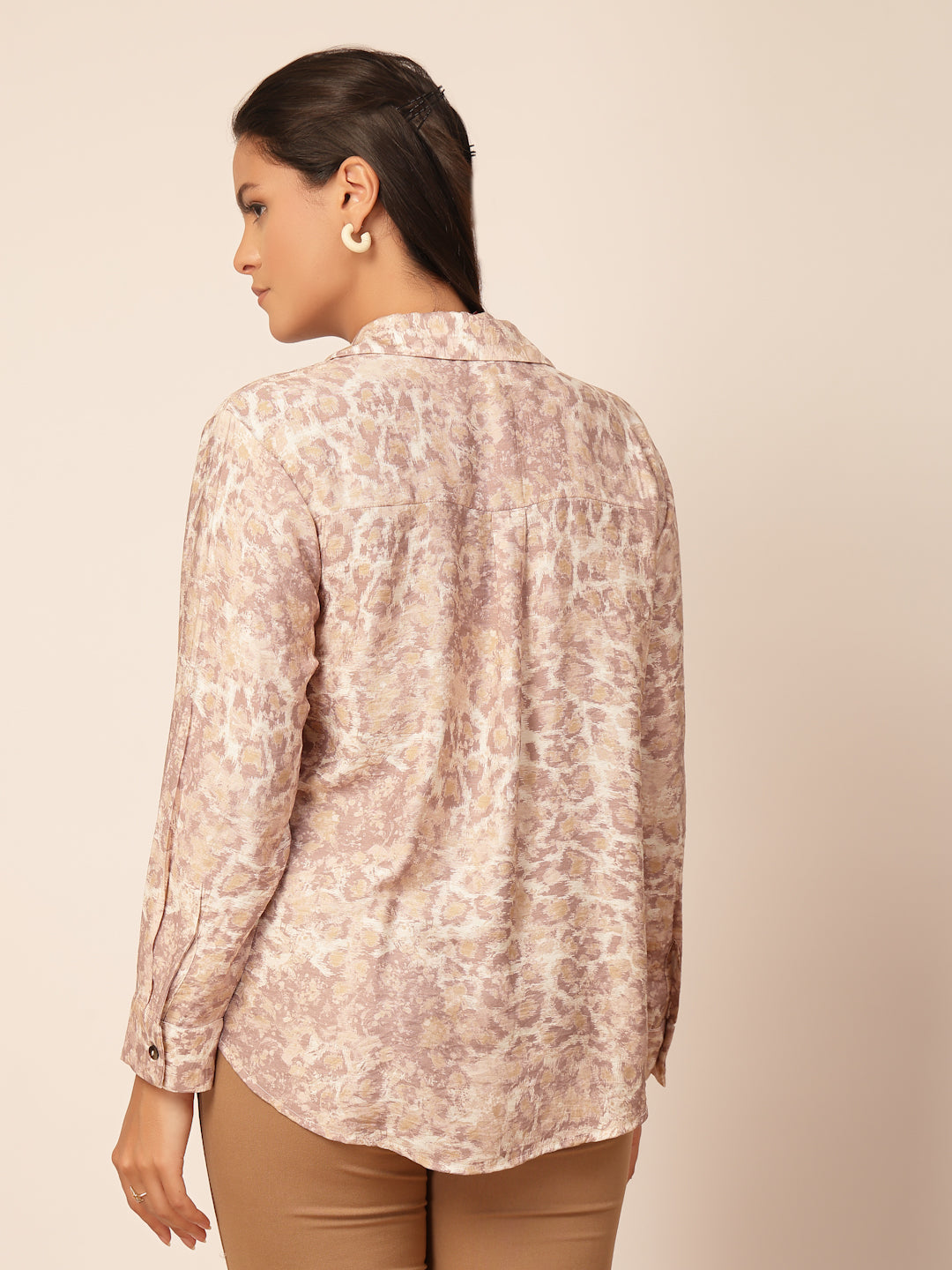 Gipsy Beige Viscose Animal Printed Shirt