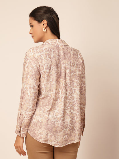 Gipsy Beige Viscose Animal Printed Shirt