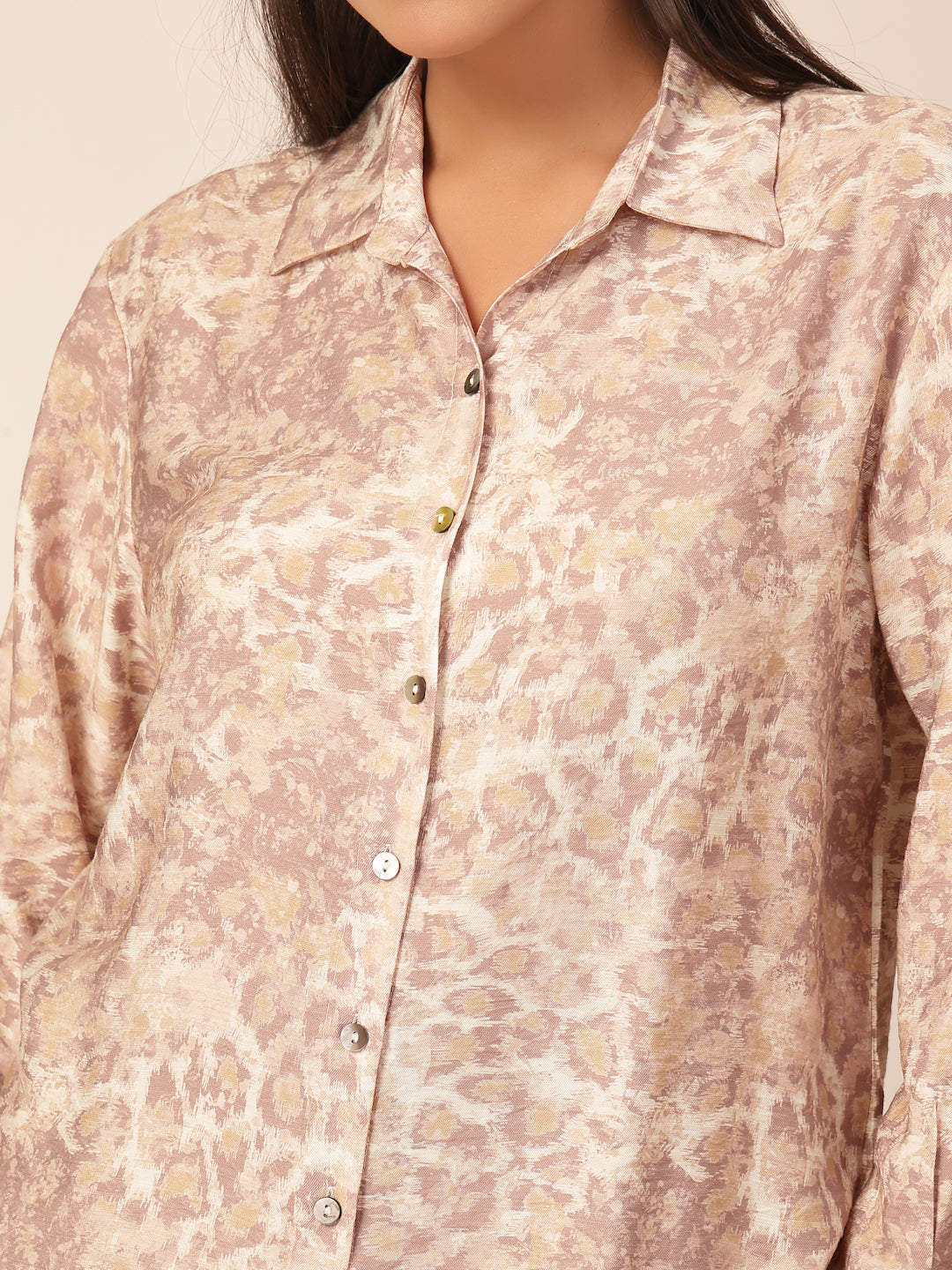 Gipsy Beige Viscose Animal Printed Shirt