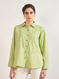 Lime Green Cotton Straight Fit Shirt