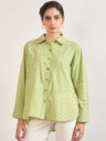 Lime Green Cotton Straight Fit Shirt