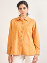 Orange Cotton Straight Fit Shirt