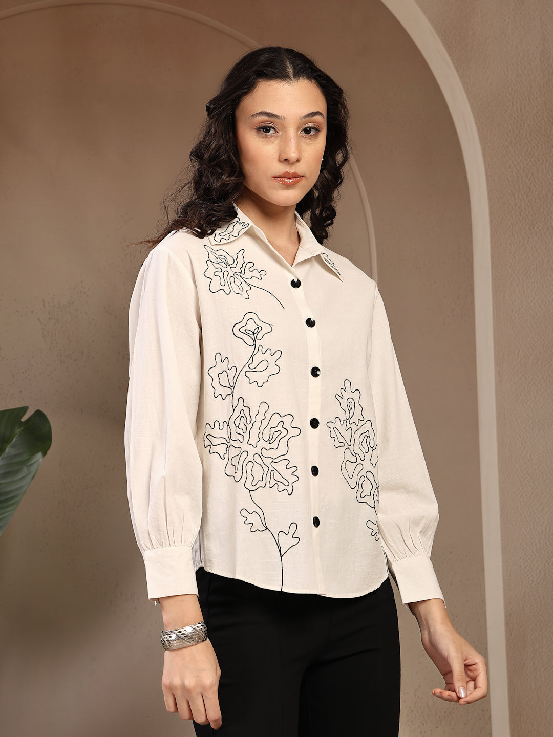 White Embroidery Cotton Shirt