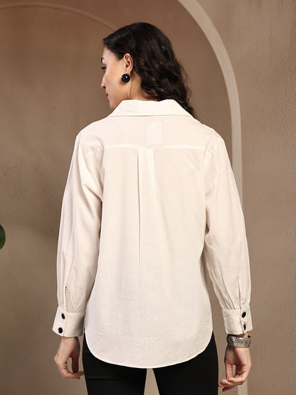 White Embroidery Cotton Shirt