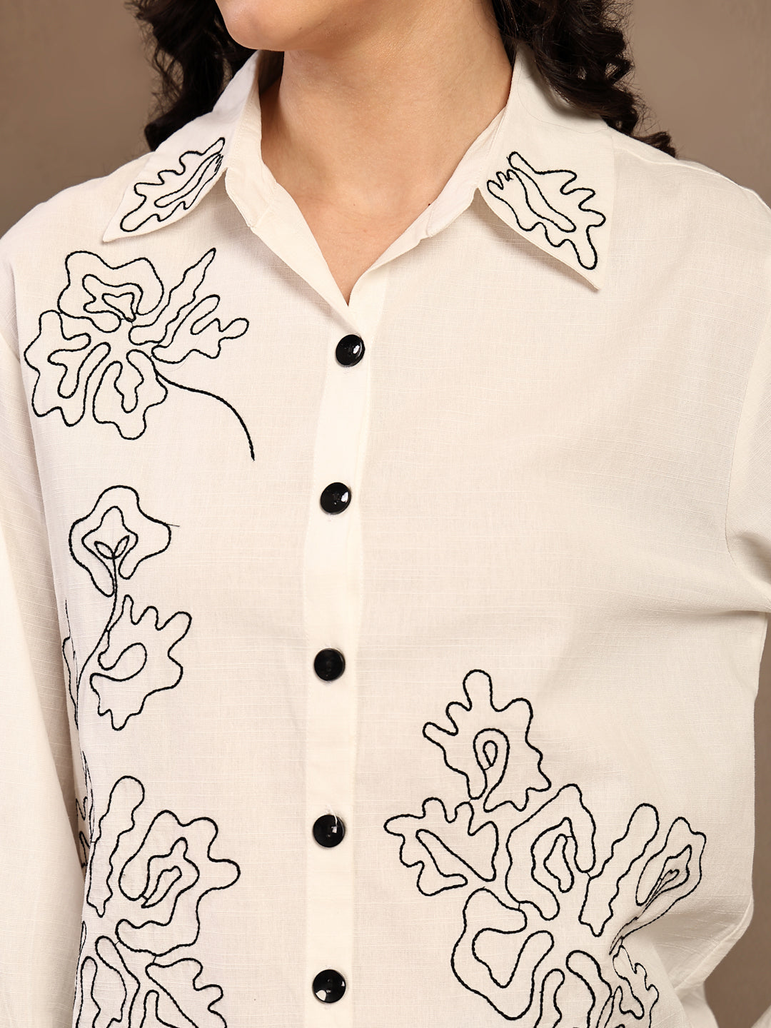 White Embroidery Cotton Shirt