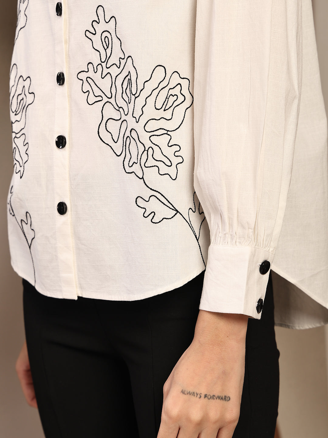 White Embroidery Cotton Shirt