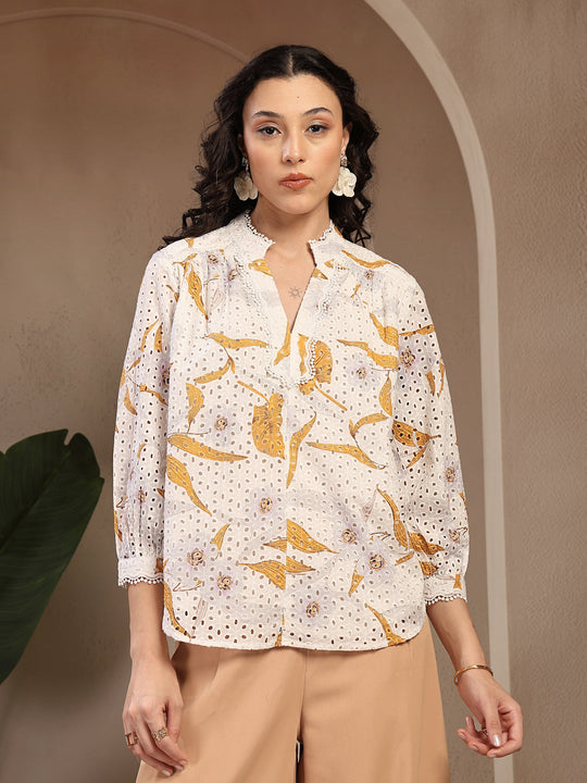 Gipsy White Printed Cotton Tunic