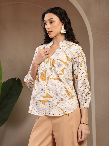Gipsy White Printed Cotton Tunic