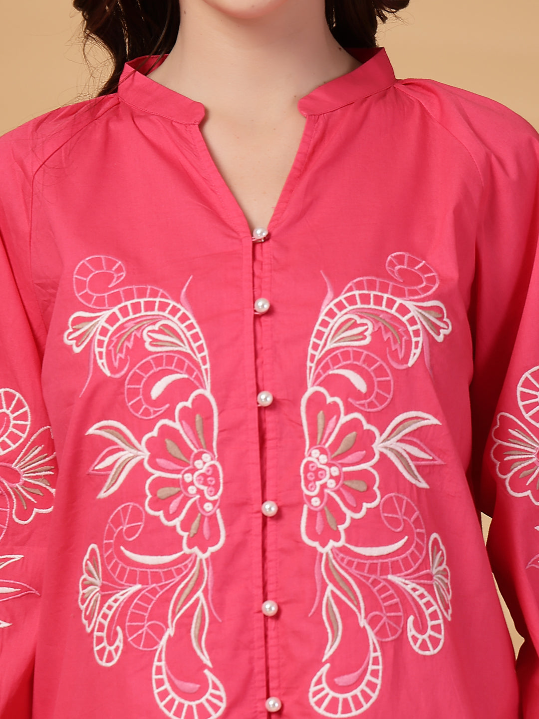 Gipsy Fuchsia Embroidery Cotton Tunic