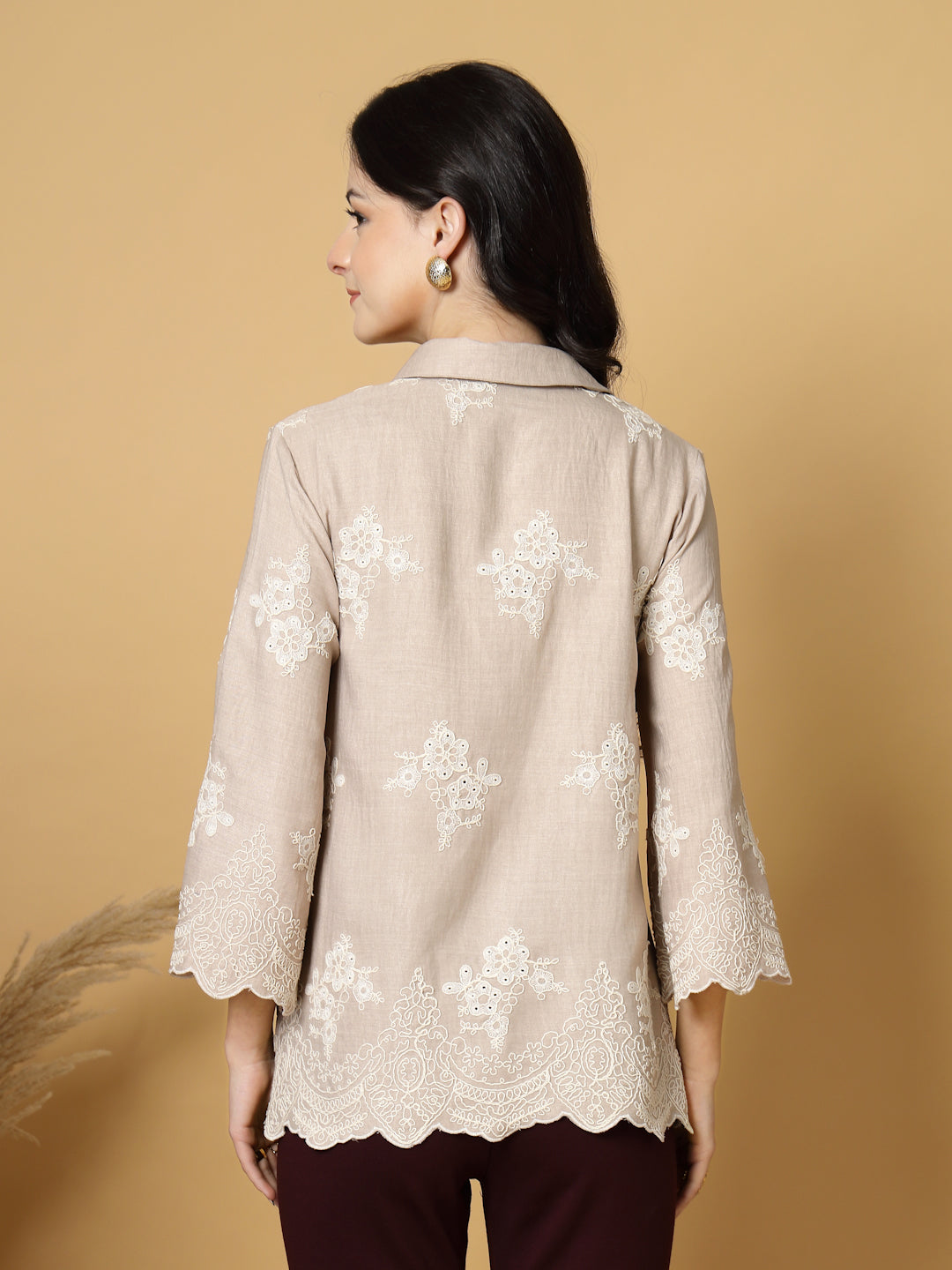 Gipsy Beige Cutwork Embroidered Cotton Tunic