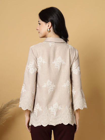 Gipsy Beige Cutwork Embroidery Cotton Tunic