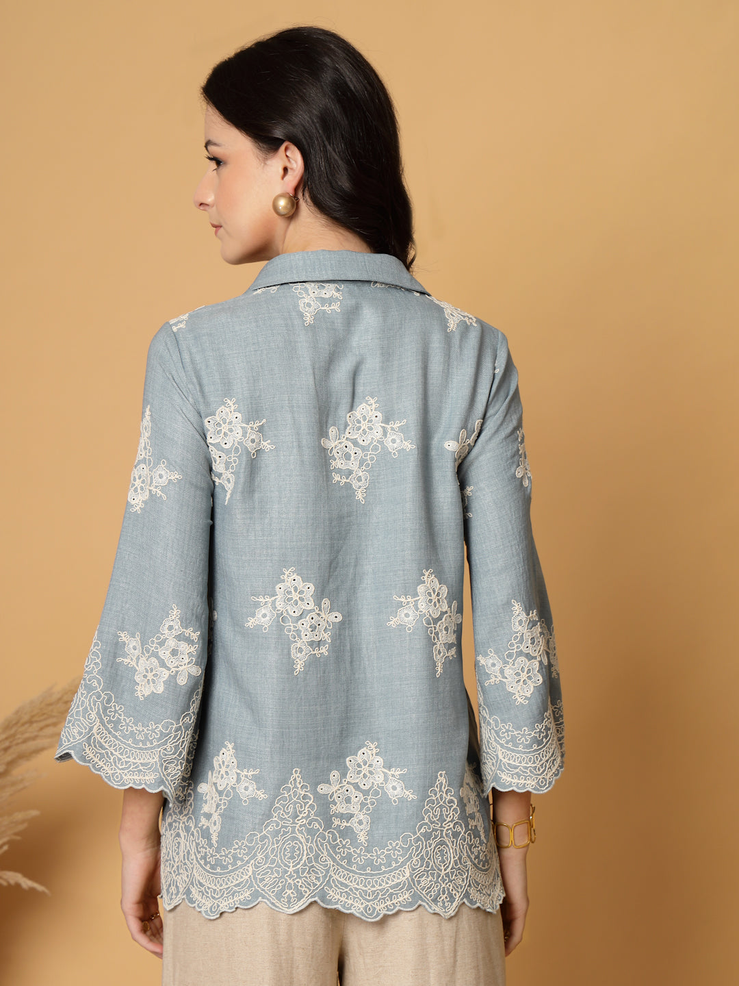 Gipsy Sky Blue Cutwork Embroidered Cotton Tunic