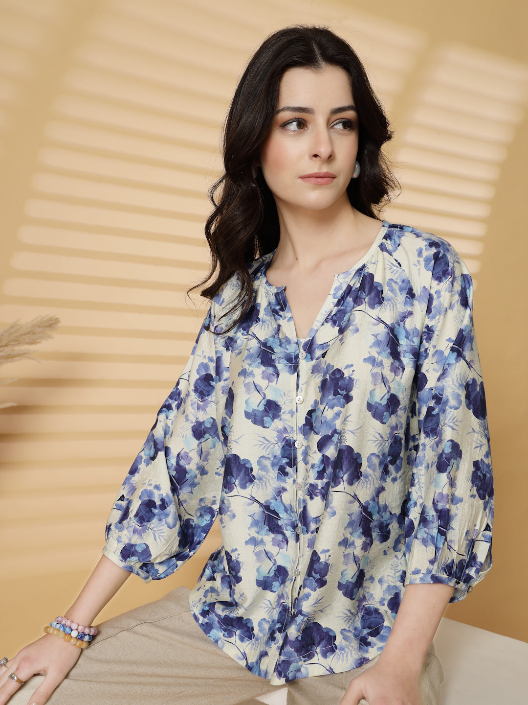 Gipsy Cobalt Blue Floral Rayon Tunic