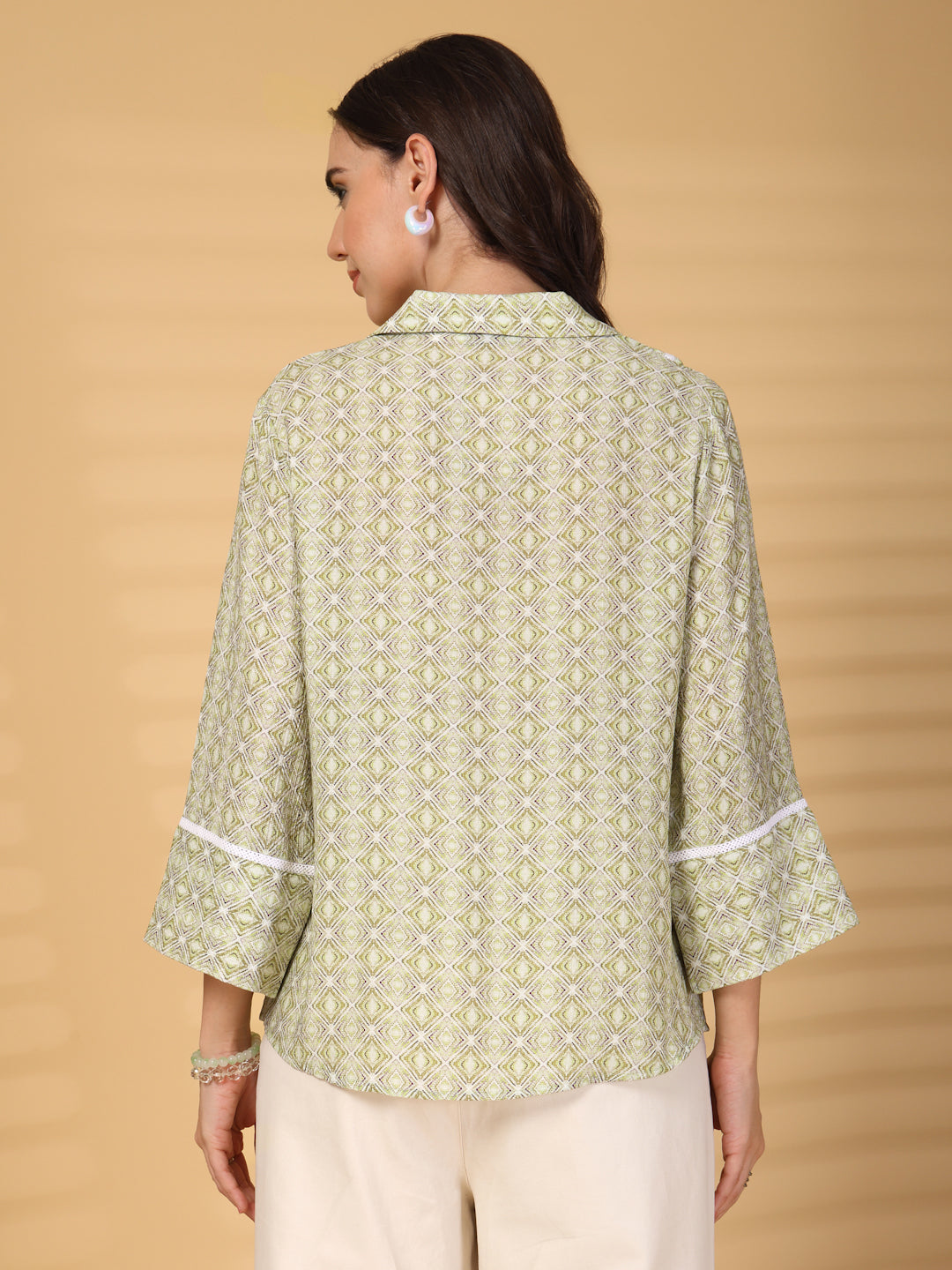Gipsy Lime Green Geometric Yoke Detailing Tunic