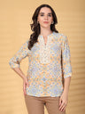 Gipsy Orange Floral Hotfixing Lace Detailing Chiffon Tunic