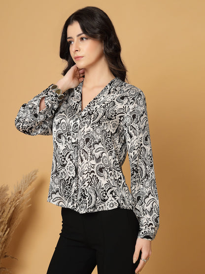 Gipsy Black Floral Printed V Neck Tunic