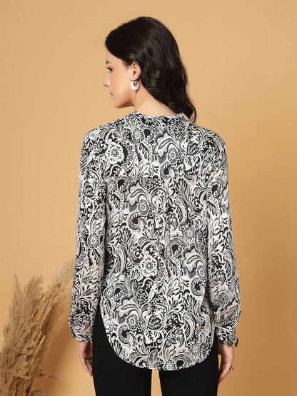 Gipsy Black Floral Printed V Neck Tunic