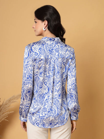 Gipsy Cobalt Blue Printed V Neck Tunic