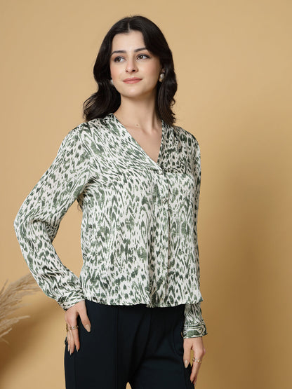 Gipsy Green Printed V Neck Tunic