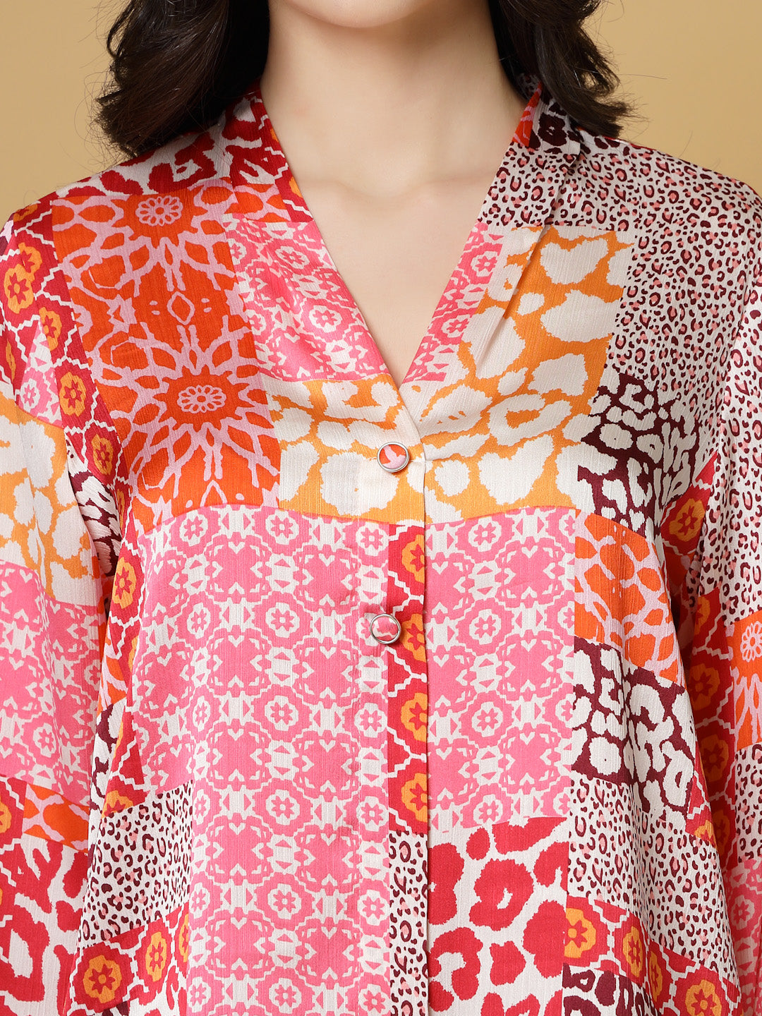 Gipsy Wine Printed V Neck Tunic