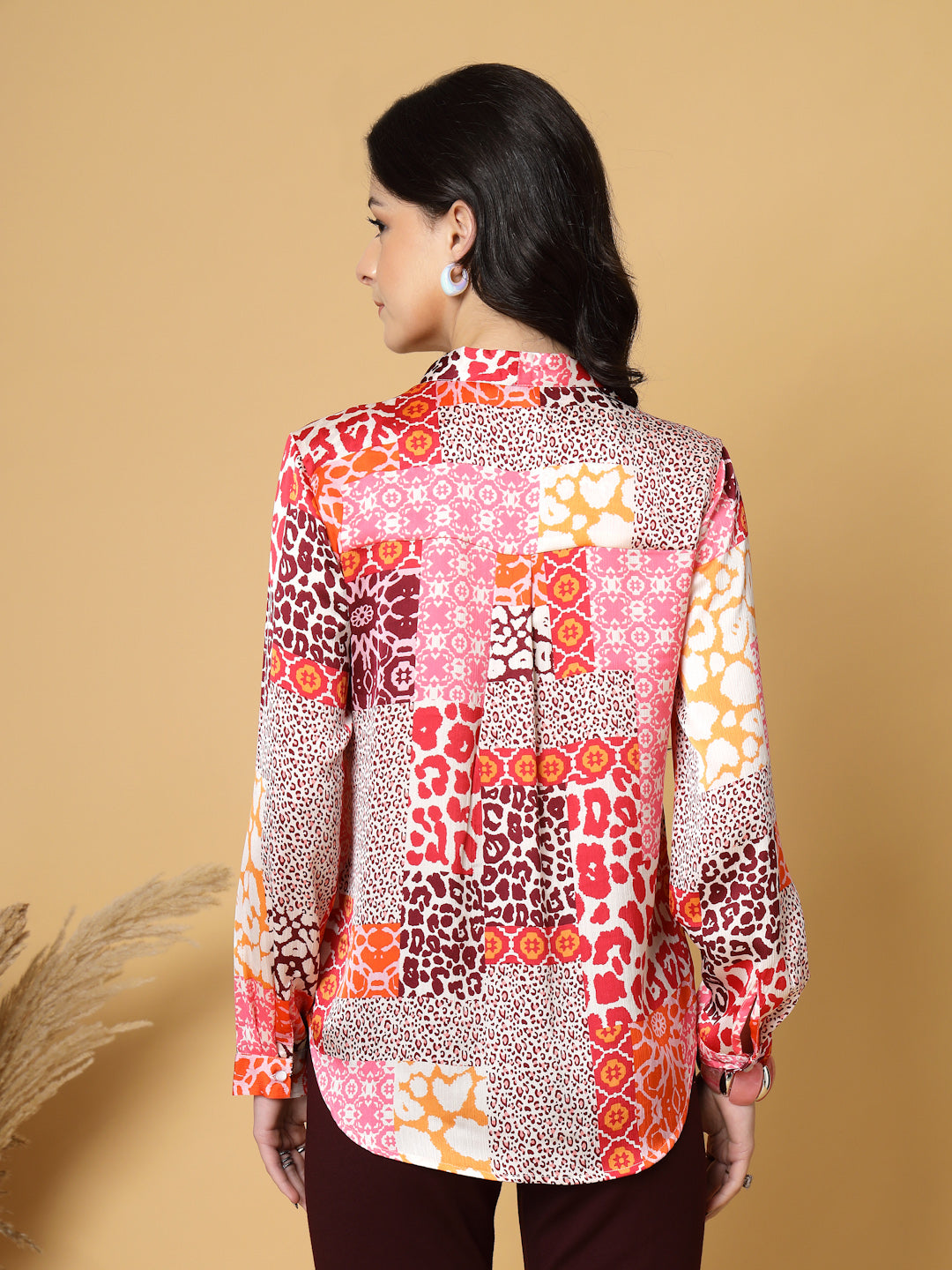 Gipsy Wine Printed V Neck Tunic