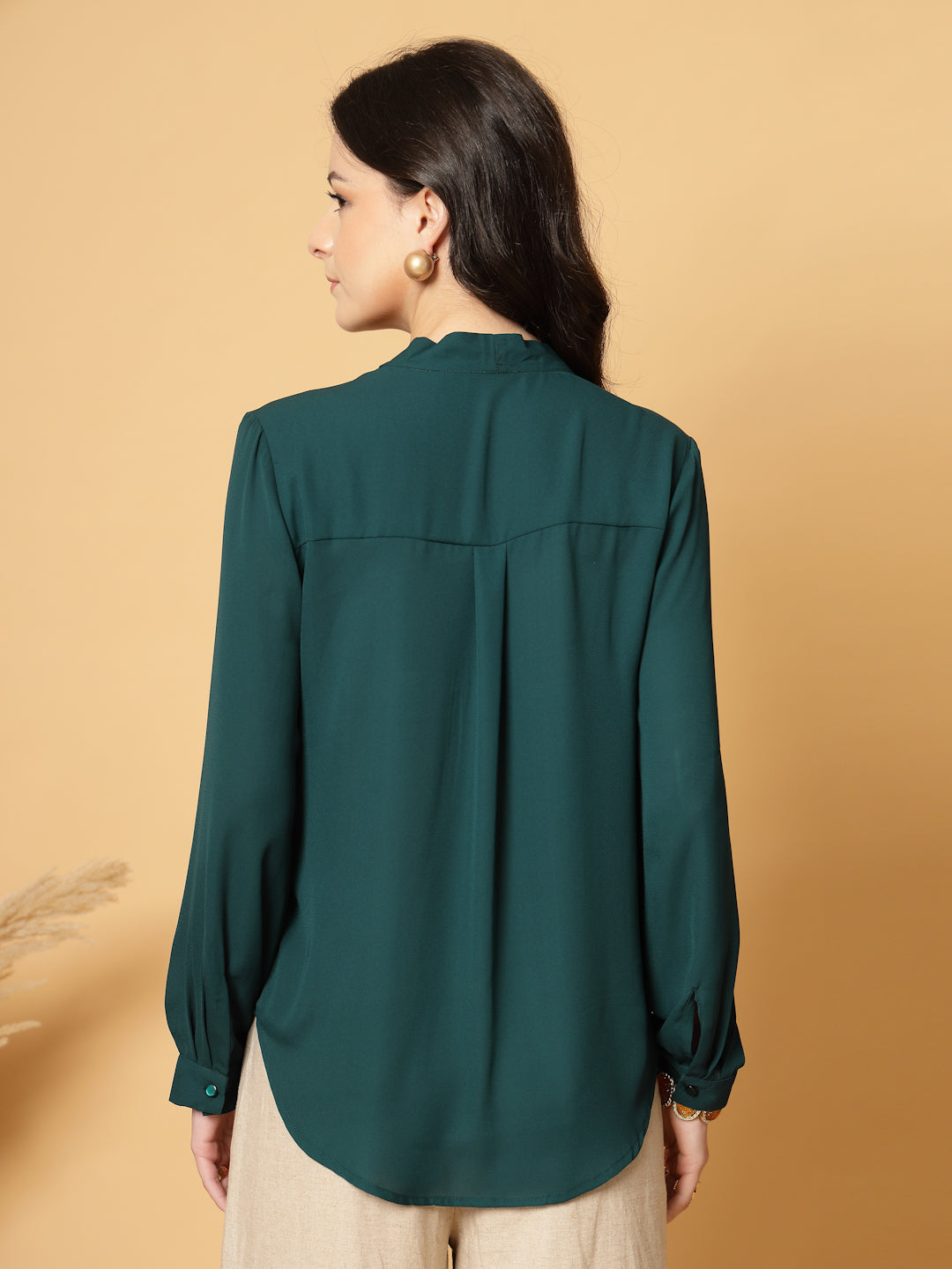 Gipsy Green V-Neck Georgette Tunic