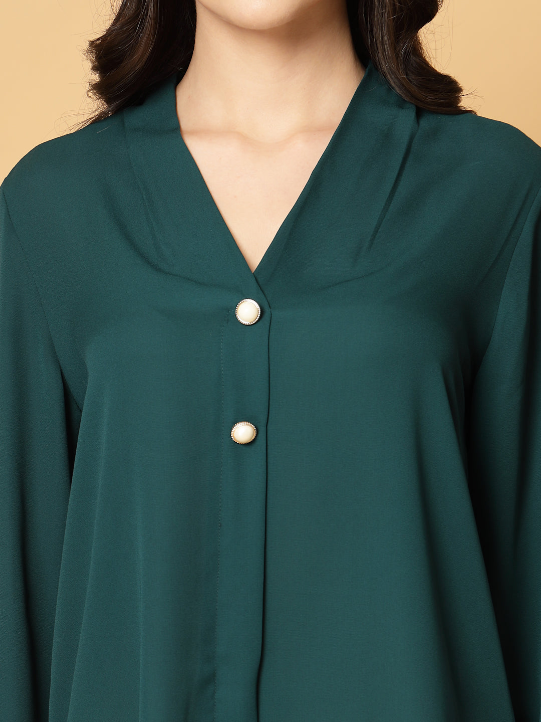 Gipsy Green V-Neck Georgette Tunic