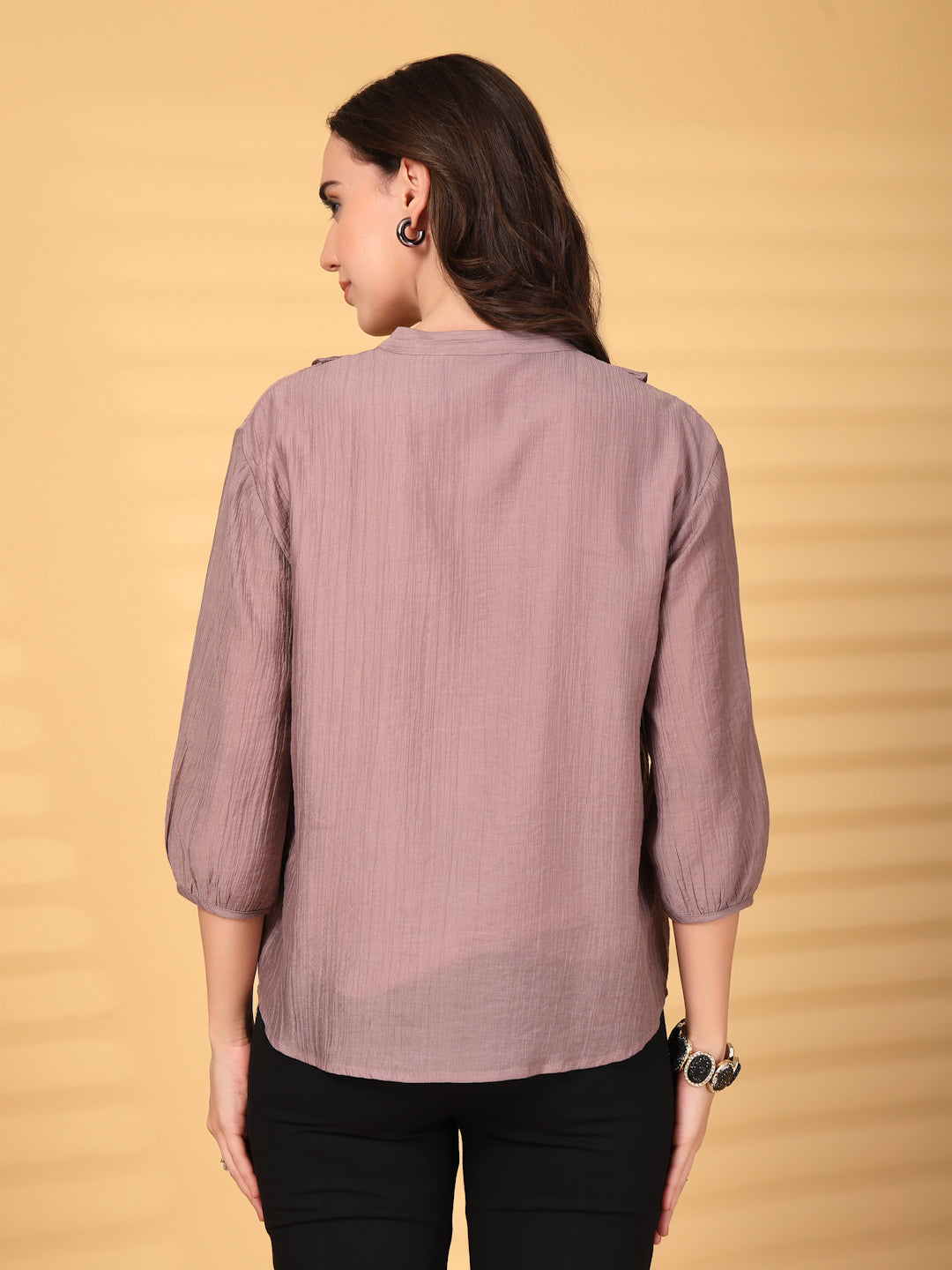 Gipsy Aubergine Plain Ruffle Collar Tunic