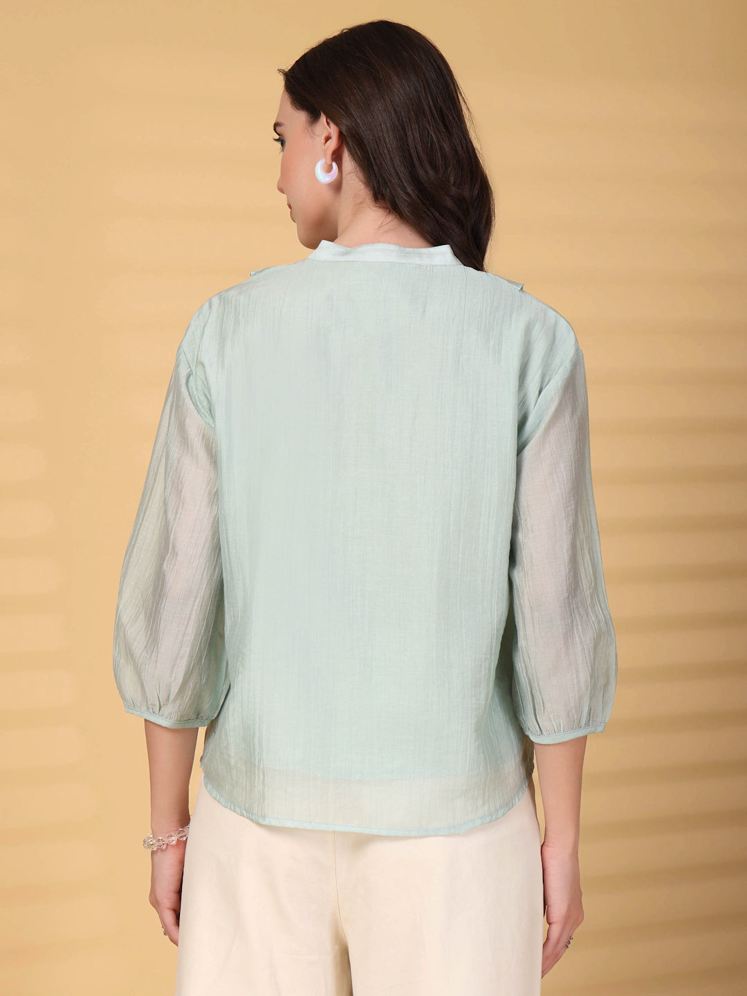 Gipsy Sage Plain Ruffle Collar Tunic