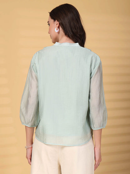 Gipsy Sage Plain Ruffle Collar Tunic