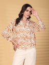 Gipsy Beige Abstract Print Lace Rayon Tunic