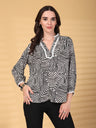 Gipsy Black Greek Print Rayon Tunic