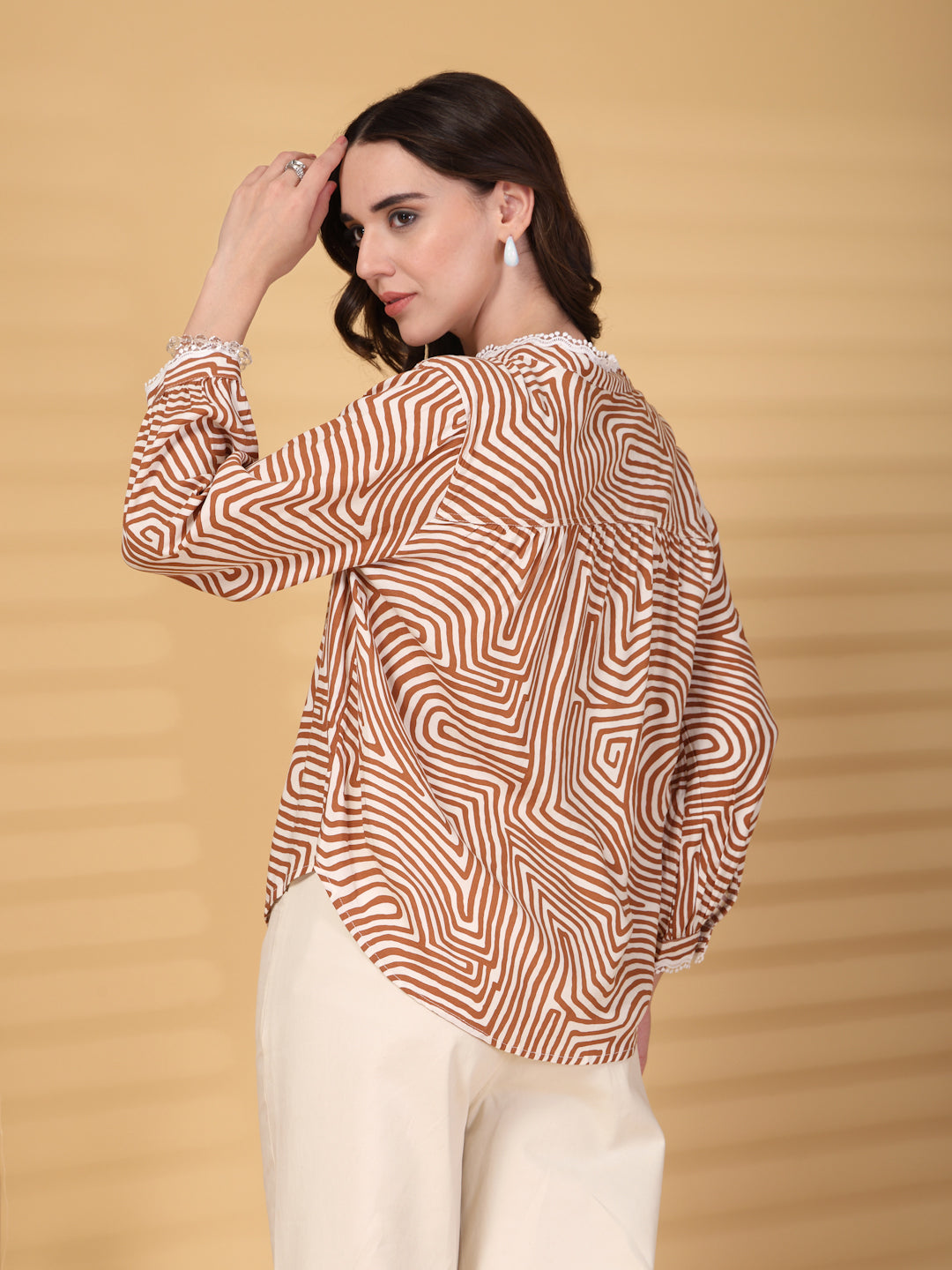 Gipsy Brown Greek Print Rayon Tunic