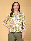 Gipsy Green Abstract Print Lace Rayon Tunic