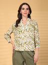Gipsy Green Abstract Print Lace Rayon Tunic