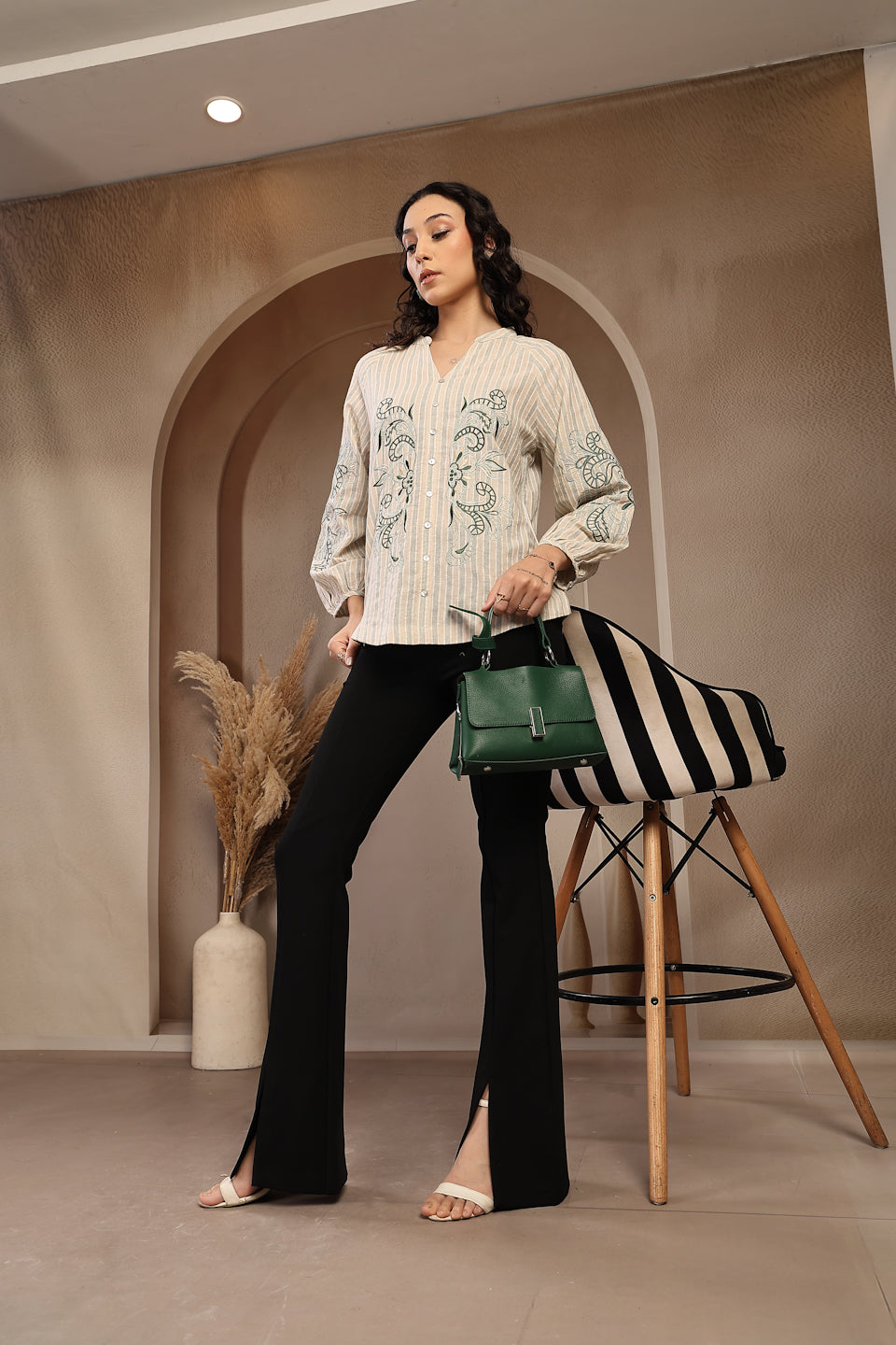 Gipsy Beige Solid Cotton Tunic