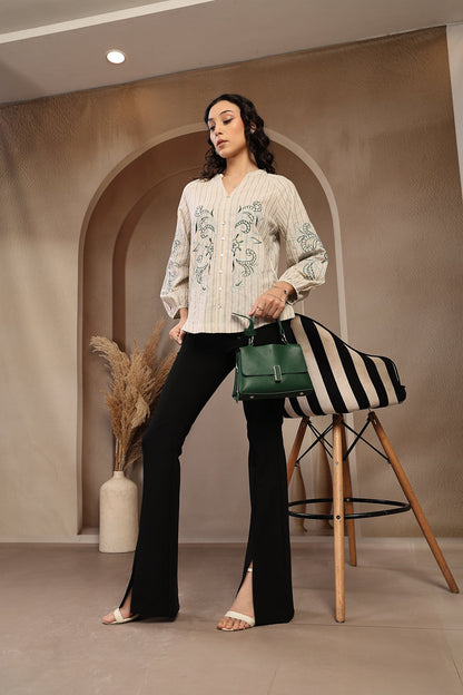 Gipsy Beige Solid Cotton Tunic