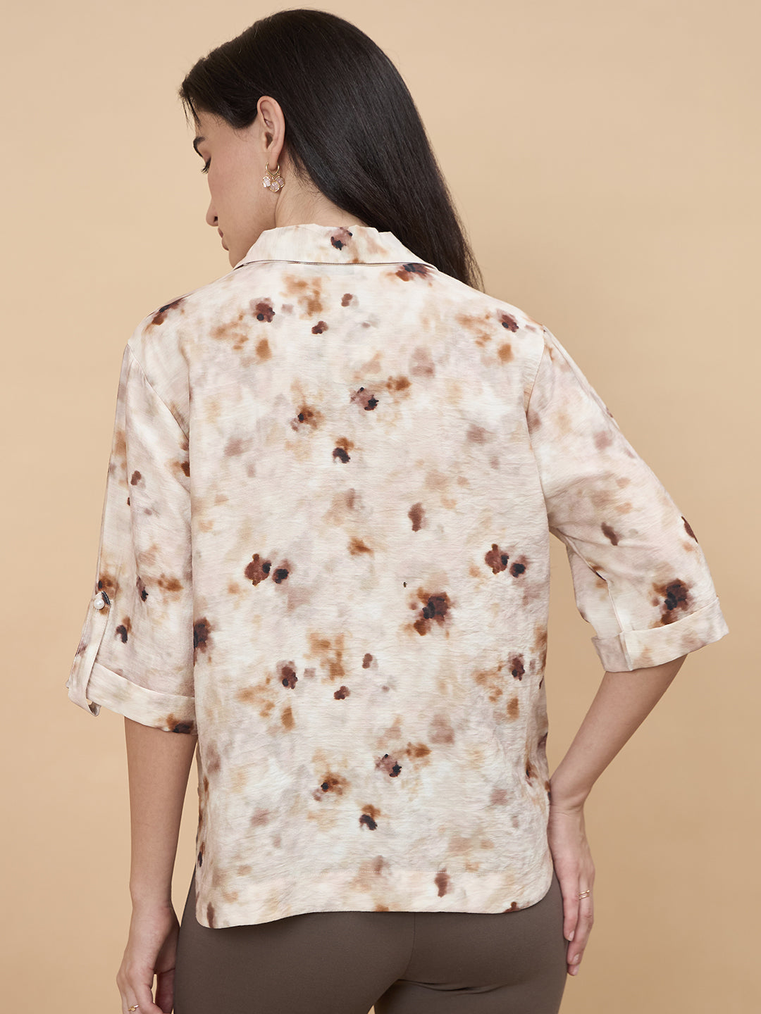 Beige Printed Rayon Tunic