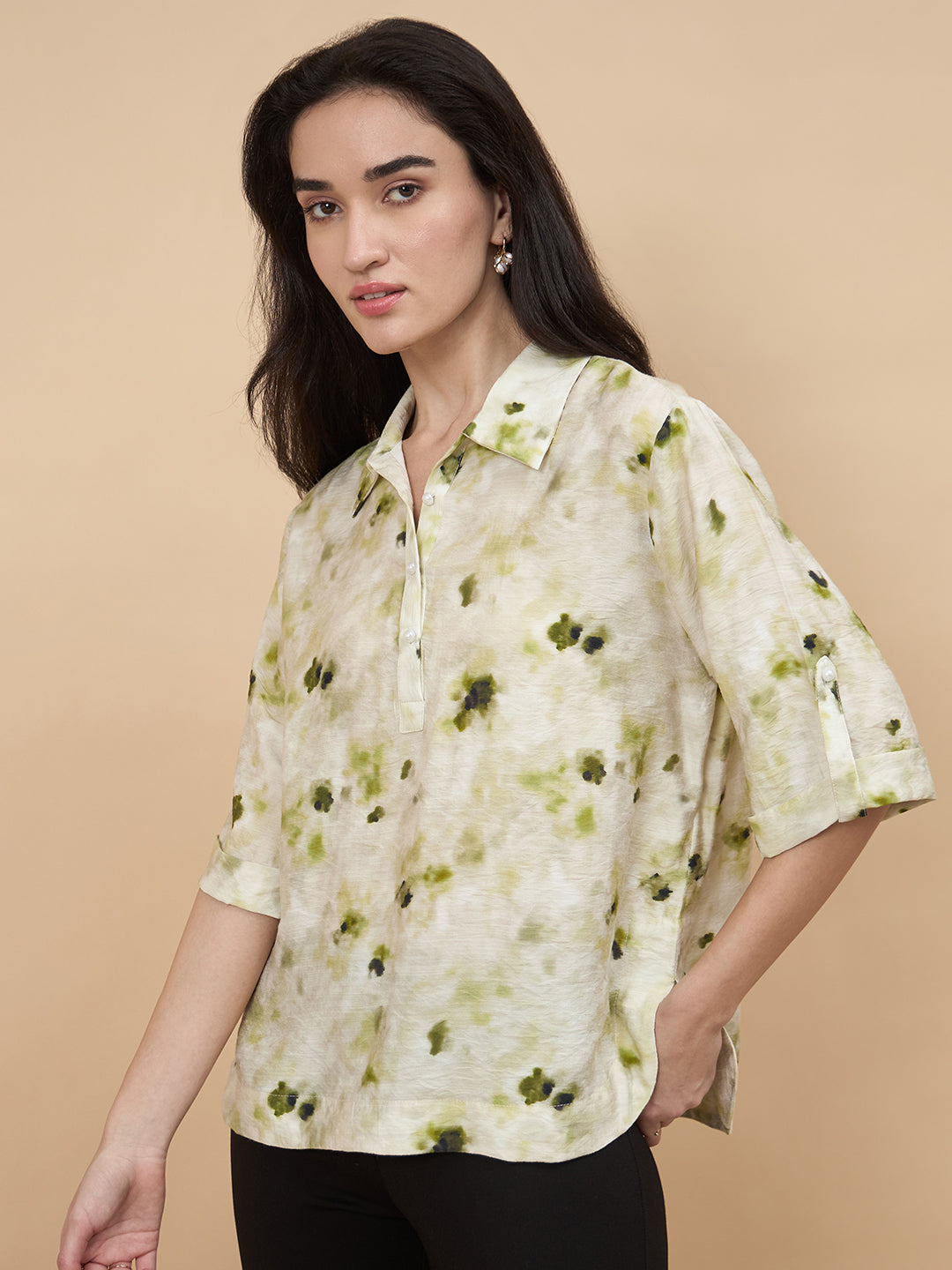 Lime Green Printed Rayon Tunic