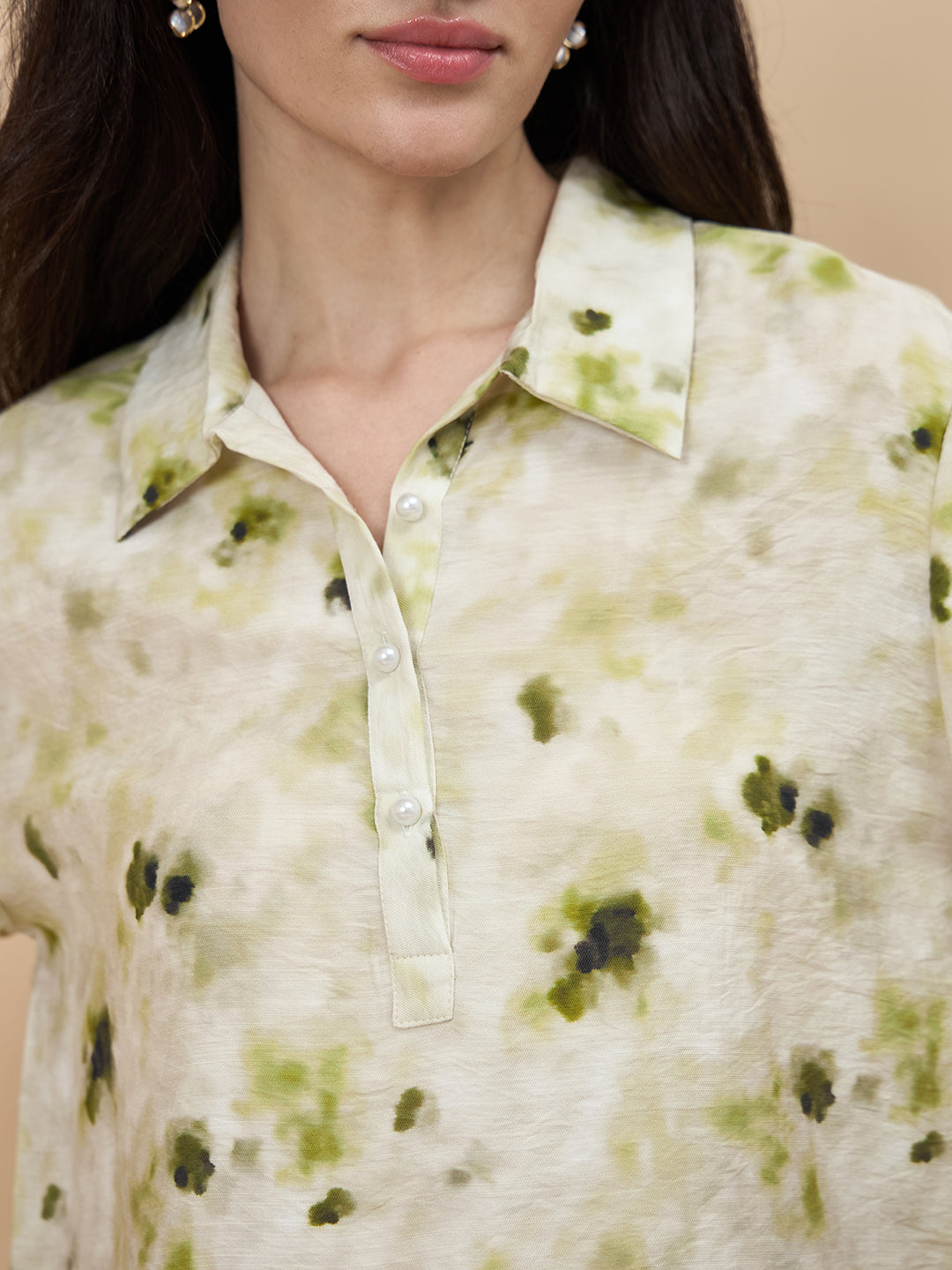 Lime Green Printed Rayon Tunic