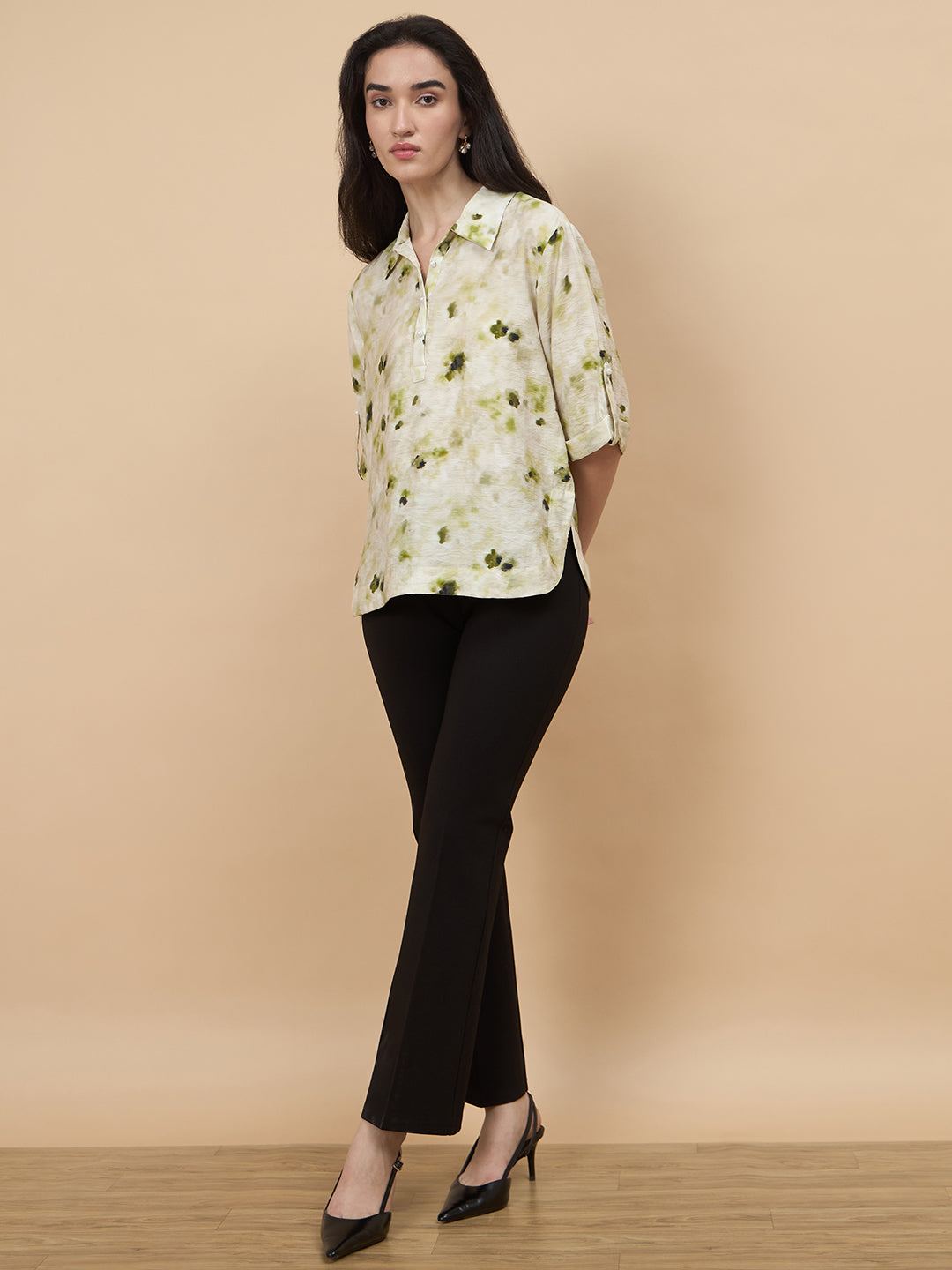 Lime Green Printed Rayon Tunic